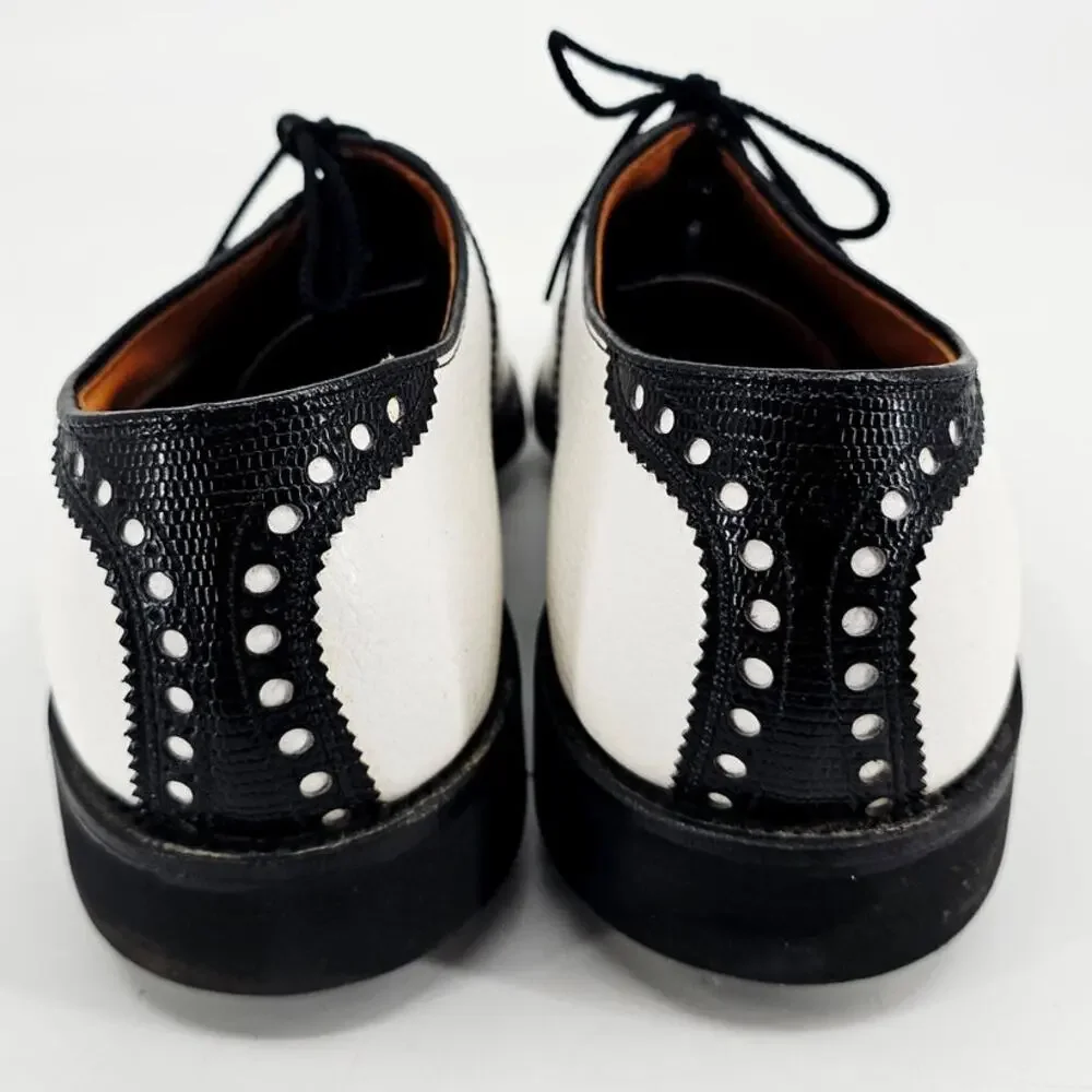 Vintage Pro-Shu Howard & Foster Black & White Leather Mens Golf Shoe 7N